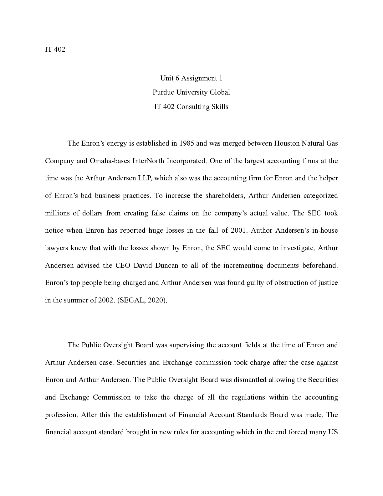Preview image for IT402 Unit6 Assign1 .docx  IT 402  Unit 6 Assignment 1  Purdue University Global  IT 402 C